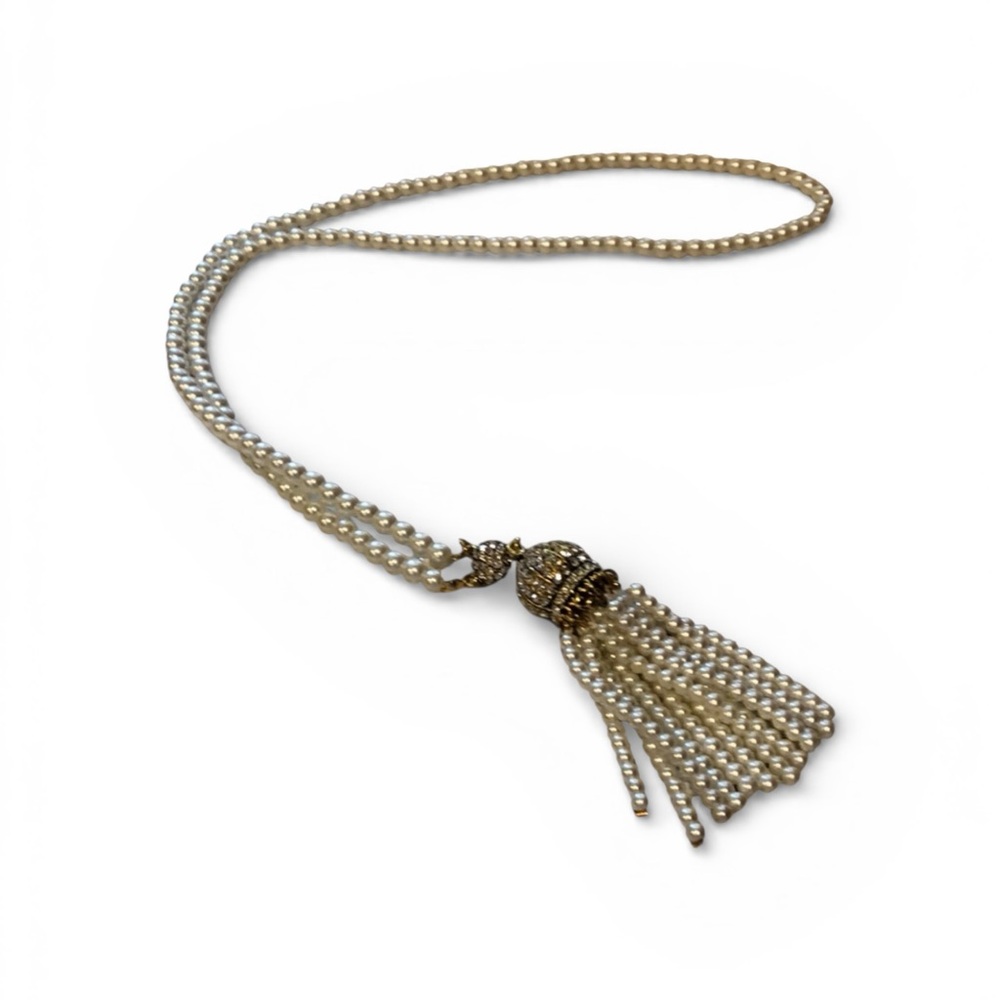 Nadri pearl tassel necklace